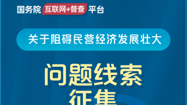 狠操古巴老太太屄国务院“互联网+督查”平台公开征集阻碍民营经济发展壮大问题线索